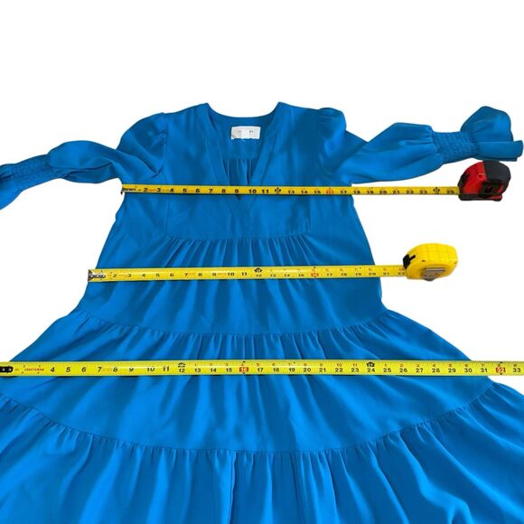POMANDER PLACE Capri Blue Crepe Kenzo Dress Tuckernuck XS Boho Prairie - Picture 6 of 8